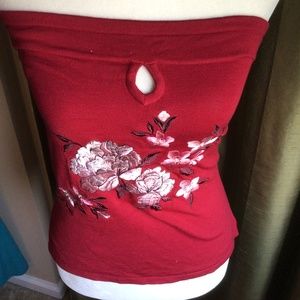 INC embroidered red tube top size medium